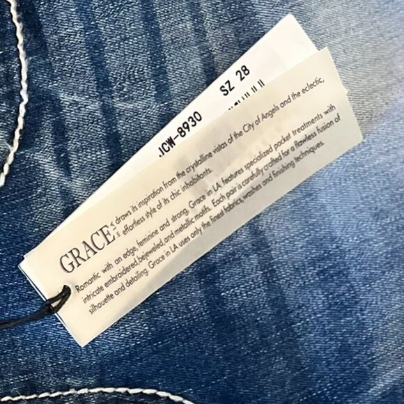 Grace In La Woman's Bling Rhinestone Embroider Capri Jeans Sz 28 - Picture 10 of 11